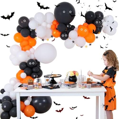 Halloween Balloons Garland Kit Halloween Decoration Balloon Arch Orange Black White Balloons Globos Halloween Party Decorations