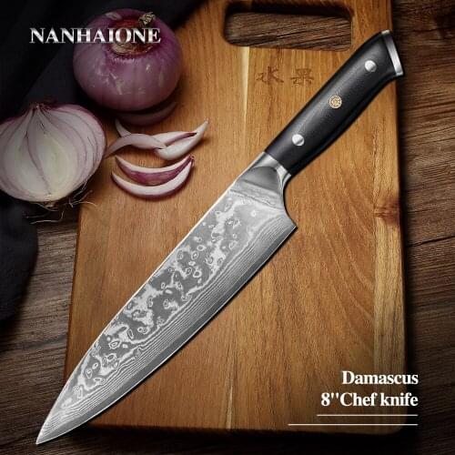 NANHAIONE Kitchen Knives Stainless 67 Layers Damascus Steel Professional Chef G10 Handle Accessories For 8 Inch Knive CL004