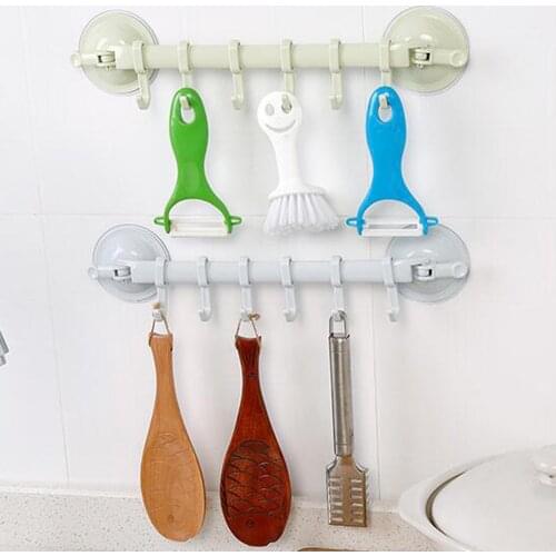 Wall Vacuum Rack Suction Cup 6 Hooks Towel Bathroom Kitchen Holder Sucker Hanger Household kitchen tools