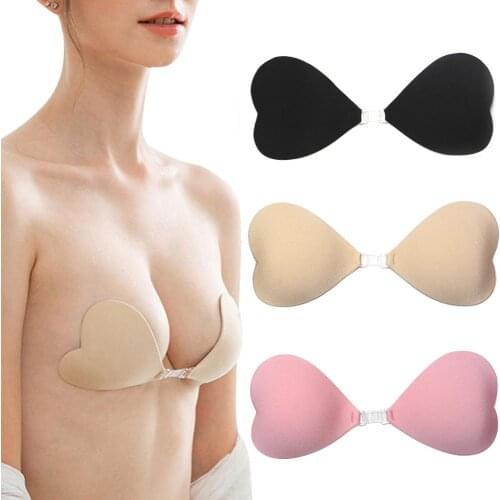 Invisible Push Up Bra Strapless Bras Dress Wedding Party Sticky Self-adhesive Silicone Brassiere Breathable Heart Bra Dropship