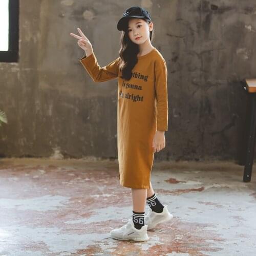 New Girls Shirt Dress 2020 Fall Cotton Letters Kids Dresses for Girls Baby Leisure Dress Mommy and Me Midi Dress Clothes,#5158