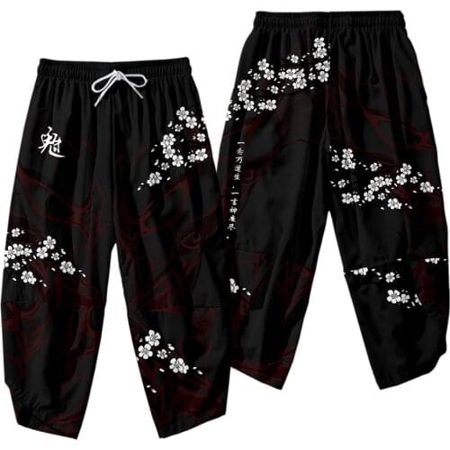 New Summer Mens National Tide Hip-hop Casual Pants Fashion Mechanical Hacker Supreme Bodhi Printing Loose Cropped Trousers