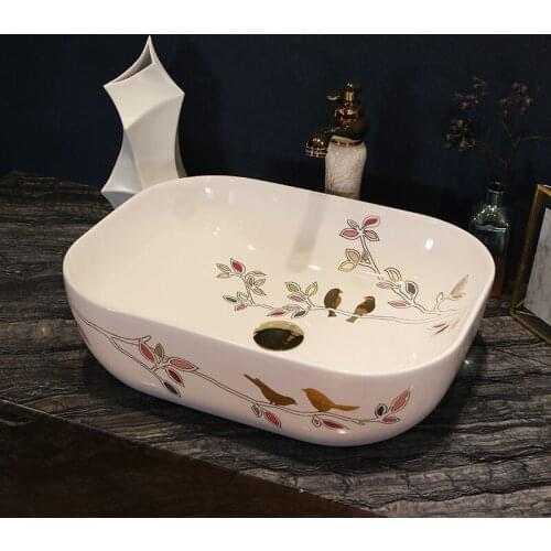 Oval Bathroom Cloakroom Europe Style Ceramic Art Basin Counter Top Wash Basin Bathroom Vessel Sinks ceramic hand wash sink