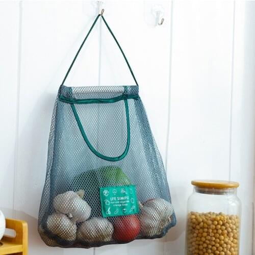 Kitchen Fruit Vegetable Hanging Storage Bag Breathable Mesh Bag Onion Potato Storage Hanging Bags Reusable Home Storage Bags