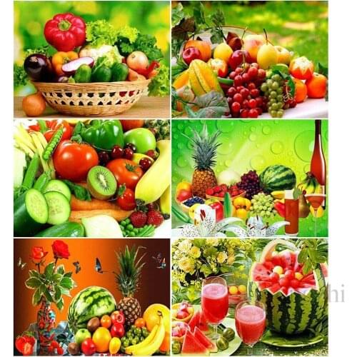 Full Square Diamond Painting Fruit 5D Diy Diamond Embroidery Grape Kitchen Home Decoration Picture Mosaic Rhinestone