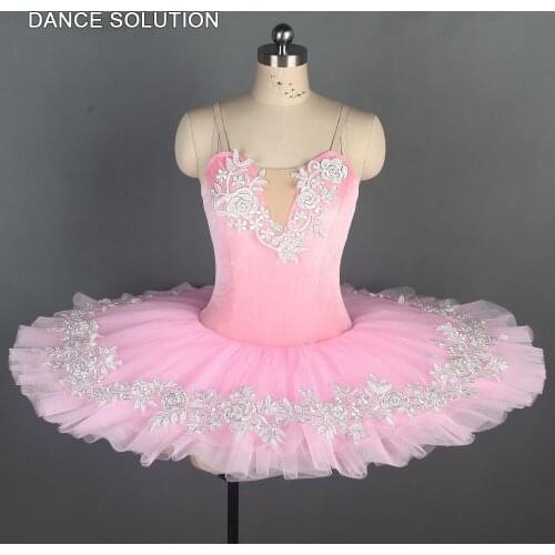Pre-professional Pancake Tutu with Pink Velvet Bodice Woman & Girl Dance Ballet Costumes Ballerina Stage Show Dancewear BLL108-7