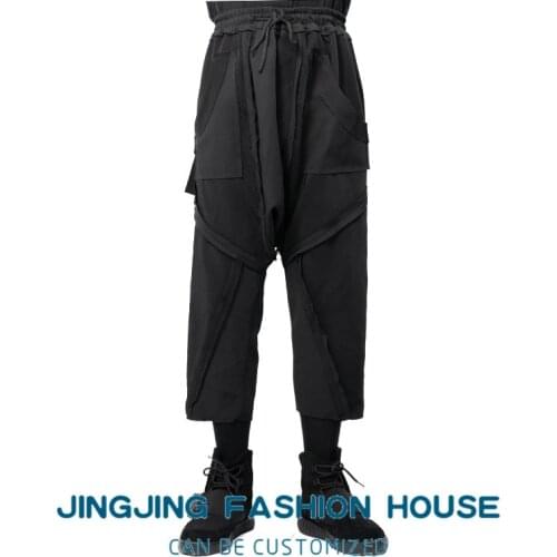 S-6XL!!New 2021 Mens Casual Pants Nine Cent Pants Harlan Pants Low Crotch Black Rough-trimmed Plenty Pants