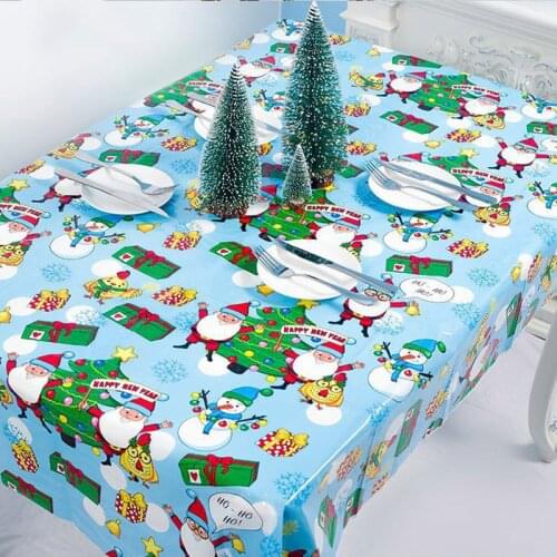 Christmas Print Tablecloth Waterproof Kitchen Dining Table Cloth Rectangle Home Party Decorative Santa Claus Xmas Party
