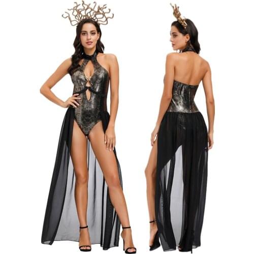 Sexy Snakeskin The Roman Hydra Witch Costume Egyptian Cleopatra Renaissance Cosplay Carnival Medieval Dress