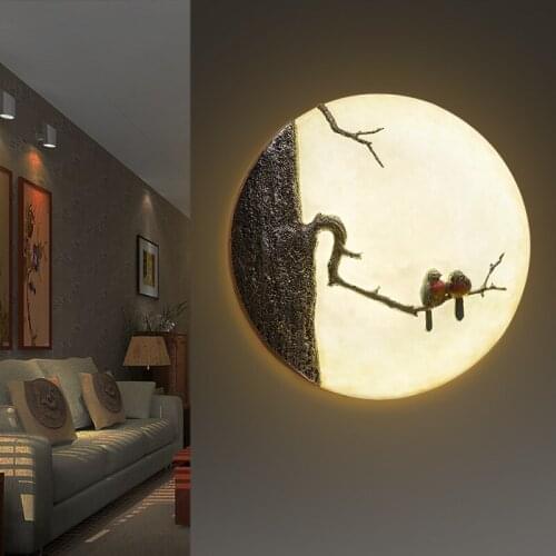 Modern LED Wall Lamp Creative Round Sconce Bedroom Lamp Fashion Resin LED Light Fixtures Lampara Pared Living Room Arandela