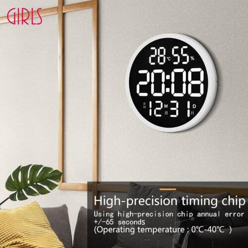 LED Wall Clock Luminous Large Clock Mute Digital Temperature And Humidity Electronic Clock Modern Design Living Room Decoration