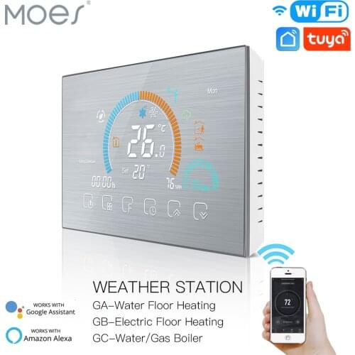 WiFi Thermostat Programmable Temperature Controller Underfloor Water/Gas Boiler Weather Station Tuya Smart Alexa Voice Control