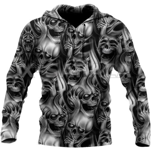 Weird Black Skull Head 3D Full Print Hoodie Man Women Harajuku Outwear Zip Up Pullover Sweatshirt Casual Tracksuit Unisex Jacket