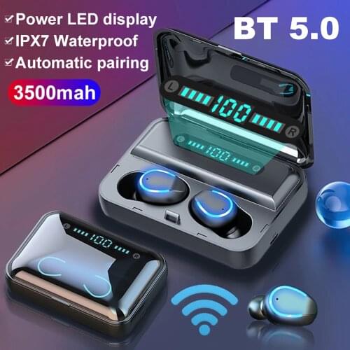 Waterproof Bluetooth 5.0 Wireless Earphones CVC 8.0 Noise Reduction Touch LED Digital Display Earbuds with 3500mAh Charging Box