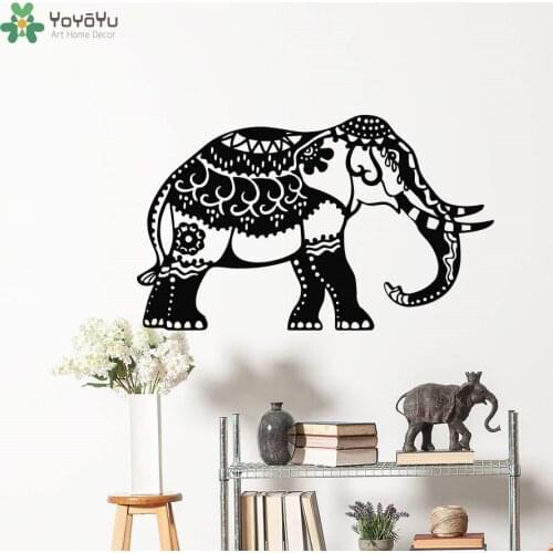 YOYOYU Wall Decal Bohemian Elephant Vinyl Wall Sticker Animal Interior Yoga Studio Pattern Home Decor Removable Kids Nursery CY6