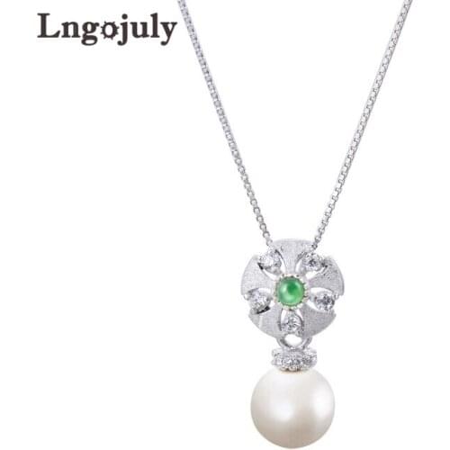 Fine Jewelry Pure 925 Sterling Silver Pearl Pendant Necklaces For Women Bride Romantic Wedding Party Solid Silver 925 Jewelry