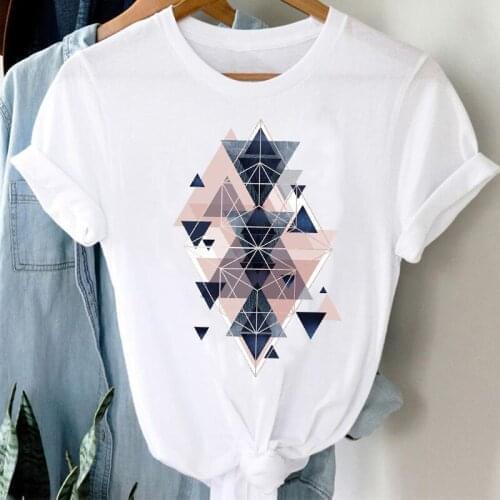 T-shirts Women 90s Mujer Camisetas Geometric Kawaii Cute Fashion Clothes Stylish Tshirt Top Lady Print Girl Tee T-Shirt