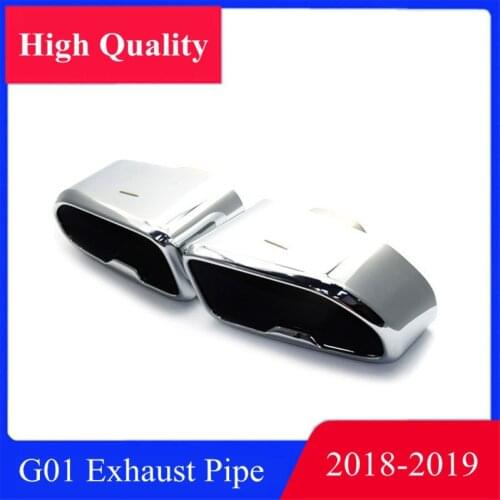 1 Pair Stainless Steel Car Back Tips For BMW X3 X4 G01 G02 Original Style Black Square Exhaust Muffler Pipe 2018-2019