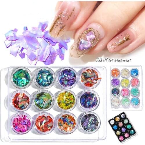12 Pcs/Set Shell Fragments Nail Art Decorations 2021 Fashion Nails Accessories for DIY Manicure Design