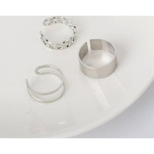 3pcs/set Rings For Ladies Minimalism Glossy Open Ring Wide Simple Finger Ring Woman Jewelry