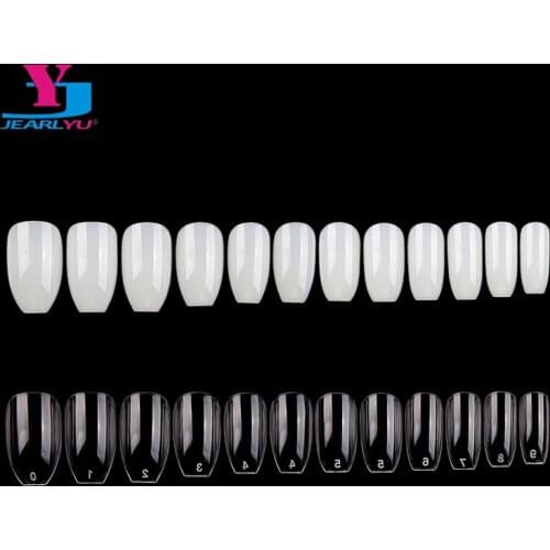 500Pcs Natural / Transparent Ballerina False Nail Display Tips Manicure For Salon Fake Fingernails Gel Polish Brand Short Design