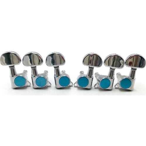 6 Pcs Fully-closed Pearl Button Locking Deluxe Guitar Tuning Pegs Machine Head Schaller Type Tuners for JP6 ST TL Guitar Chrome