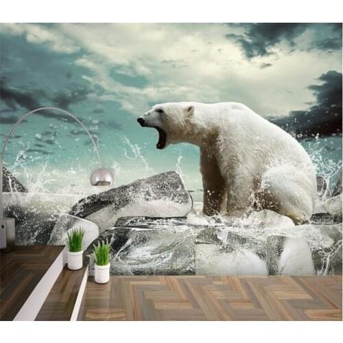 Photo wall paper Modern minimalist White polar bear living room wallpaper animal nature wall mural wall paper painting 3d
