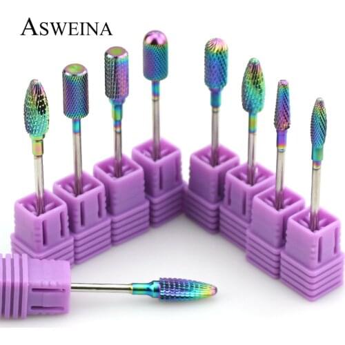 1pc Rainbow Carbide Nail Drill Tungsten Rotary Files Manicure Milling Cutter For Electric Machine Foot Care Accessories Tools