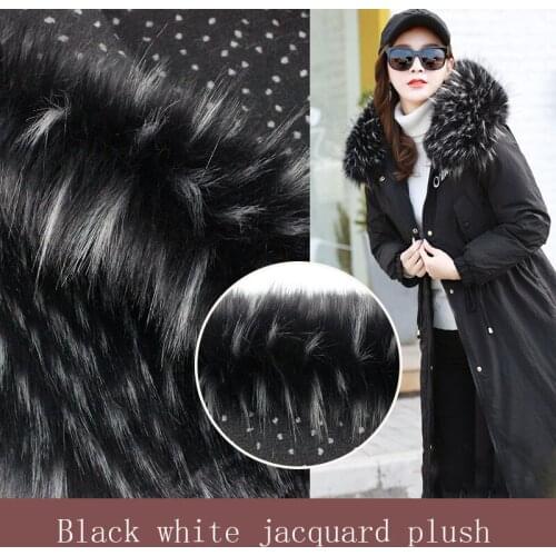 Artificial Fur, Black White, Imitation Raccoon Collar, High Weight Fabric