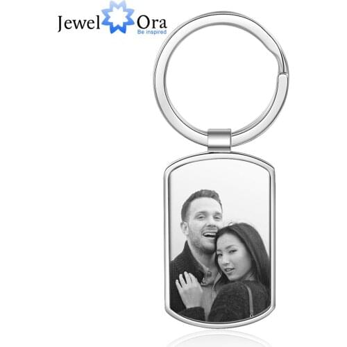 JewelOra Personalized Custom Photo & Date Engraved Calendar keychains for Ladies Square Stainless Steel Keyring Gifts for Her