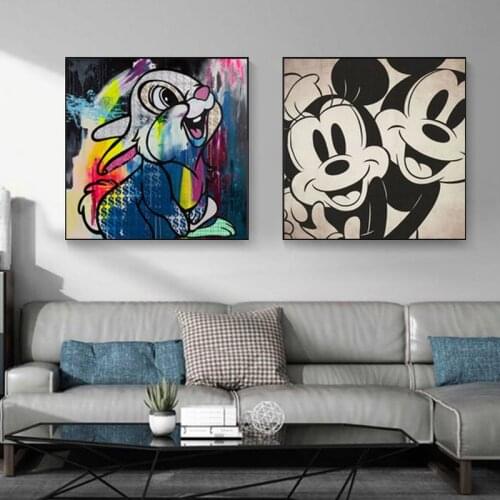 Graffiti Art Disney Mickey Mouse Canvas Painting Wall Art Pictures Posters and Prints for Kids Room Home Decoration Cuadros