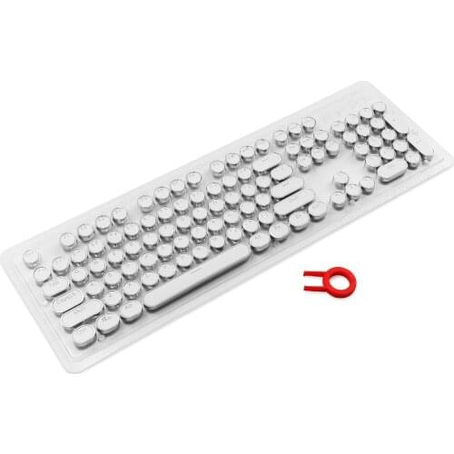 Steampunk Keycaps For Mechanical Keyboard Typewriter PBT Round Metal Style Double Shot Support Backlit US Layout Keycap Set