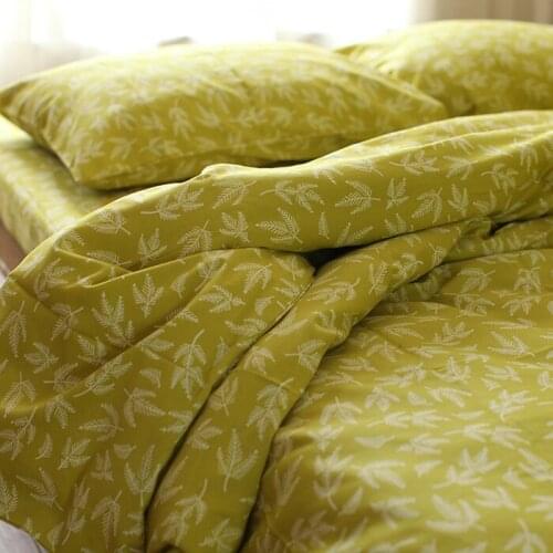 Thick 100%Cotton Leaves Print comfortable bedding set bed clothes king size ducet cover set duvet cover bed sheet pillow case