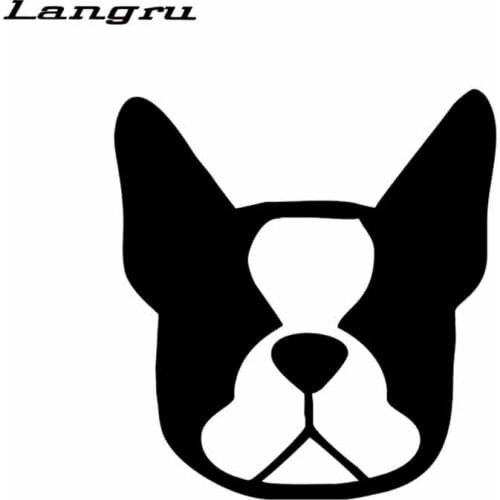 Langru 13.1cm*14.1cm Cool Graphics Boston Terrier Dog Face Vinyl Animal Pet Car Sticker Accessories Jdm