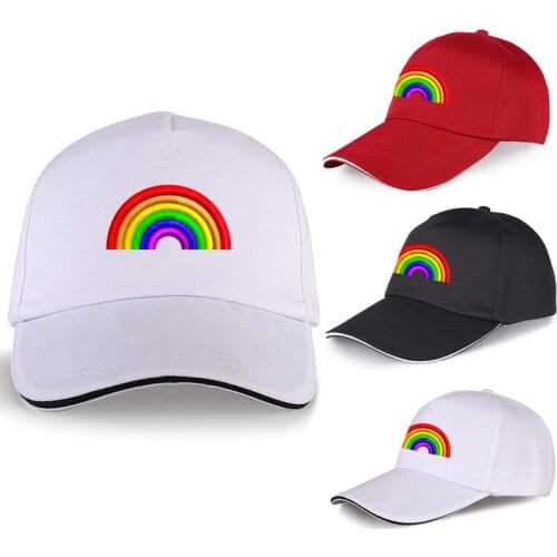 LGBT Pride Baseball Cap Trucker Hat Rainbow Heart Snapback Cap Unisex