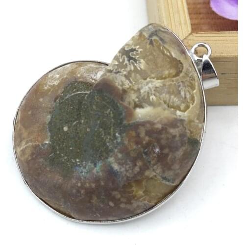 Madagascar plit ridescent ammonite slices nail irregular shape pendant charms vintage chain necklace jewelry making B3081