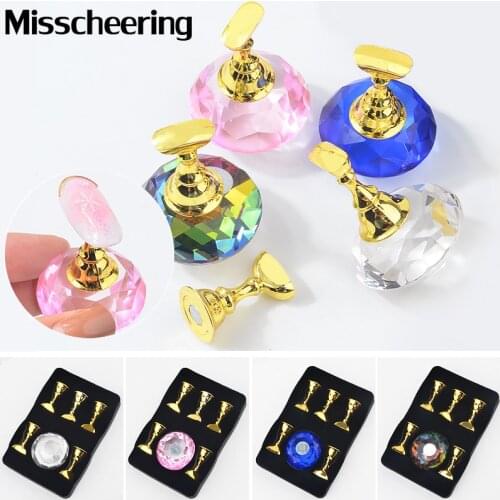 1Set Magnetic Nail Holder Practice Training Display Stand Acrylic Crystal Holders Alloy False Nail Tip Salon DIY Manicure Tools