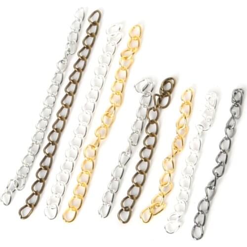 100pcs/pack 4cm Metal Bulk Tail Chains Extended Extension Chain For Bracelet Necklace Jewelry Making DIY Accessories