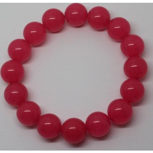 Mini. Order is $7! 6-12mm Peach Jades Bracelet Round Jewelry Making Beads 7.5"