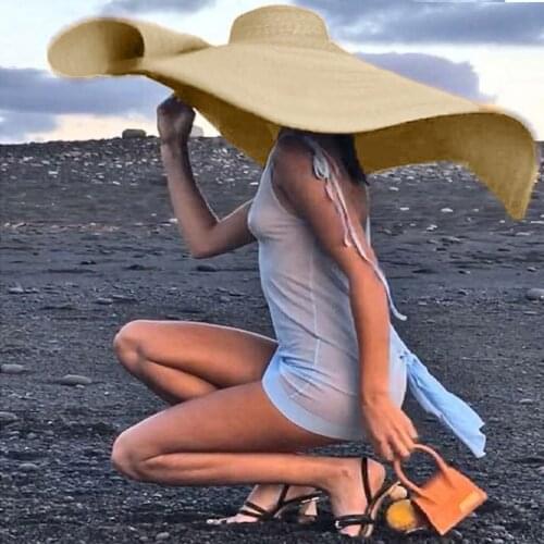 Fashion Large Wide Brim Sun Hat Ladies Breathable Casual Beach Anti-uv Sun Protection Foldable Cap Cappelli Da Sole #G4