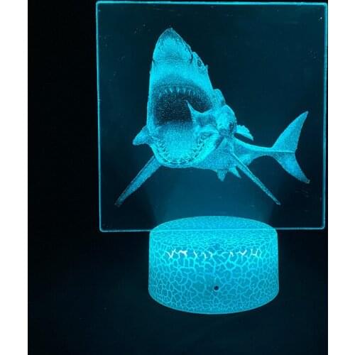 Shark Animal 3D Night Light Picture Lava Lamp Led USB Battery RGB Neon Cool Gift Bedroom Table Desk Colorful Decoration For Home