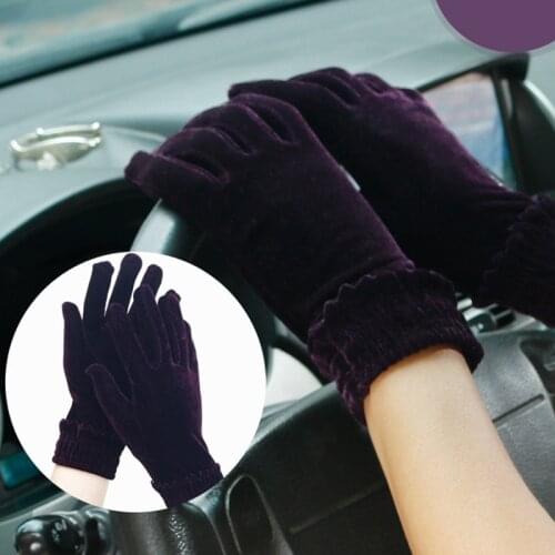 1pair New Woman Fashion Warm Satin Lady Solid Velvet Female Windproof Winter Soft Thermal Comfortable Gloves Mitten