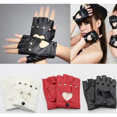 Women PU Leather Fingerless Gloves Solid Female Half Finger Driving Women Fashion Gloves Pole Dance Performance Dancing Gloves