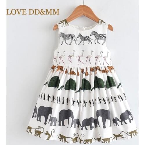 LOVE DD&MM Girls Dresses 2021 Autumn New Childrens Wear Girls Sweet Animal Print Lace Cotton Sleeveless Vest Dress