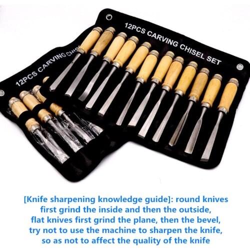 Professional 12Pcs Wood Carving Hand Chisel Knife For Basic Wood Cut DIY Carving Chisel Tools Set Woodworking Gouges Hand Tools