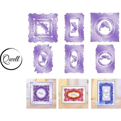 QWELL Intricate Swirls Rose Round Oval Frame Metal Cutting Dies Set for DIY Scrapbooking Craft Paper Cards Embossing Dies 2021