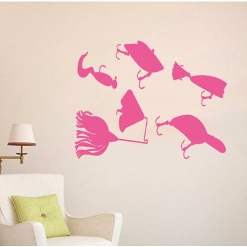 Fishing Lures Fish Salt Fresh Water Rod Graphic Wall Sticker Vinyl Decal Bedroom Living Room Decorative Murals