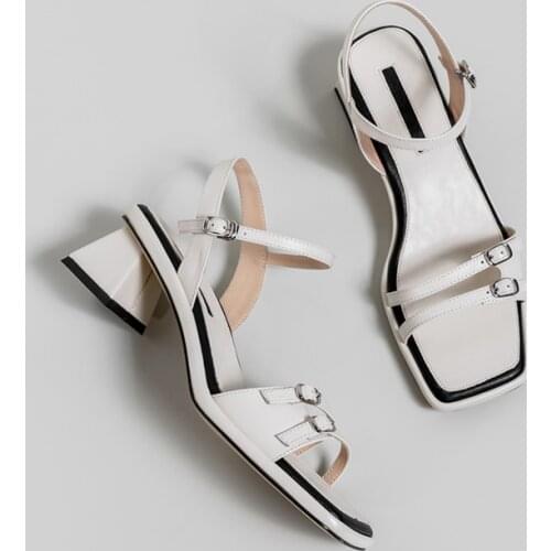 EGTPINAOP Summer Shoes Womens 2021 Sandals Genuine Cow Leather High Heel Retro Shoes Womens Open Toe Classic Sandals Straps