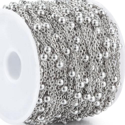 1 Meter Stainless Steel Beaded Satellite Cable Link Chain For DIY Anklet Necklace Bracelet Jewelry Making Findings Wholesale 2mm