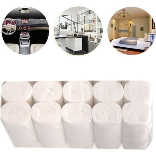 10 Rolls Family 4-Ply Toilet Paper Ultra Soft Natural Wood Pulp Strong Thickened Household Bath Tissues Hand Towel